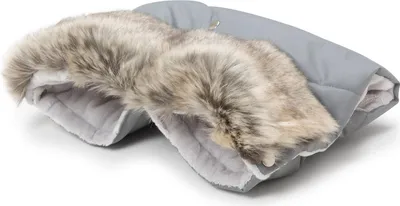 Produktbild von Grey Winter Handwärmer für Kinderwagen (Kinderwagenmuff) mit Fell