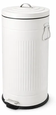 Image de Poubelle Relaxdays, 30 litres, pour cuisine, avec seau intérieur amovible, pédale, système de fermeture douce, métal, poubelle rétro, blanche, Image générée par une IA