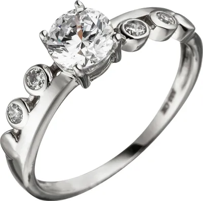 Produktbild von Ring Damenring mit 5 Zirkonia weiß 333 Gold Weißgold Zirkoniaring Fingerring Innenumfang 60mm  Ø19.1mm