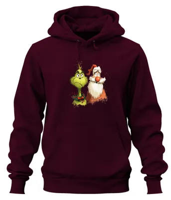 Produktbild von Grinch Weihnachtsmann lustig Weihnachten Geschenk Cartoon Hoodie Kapuzenpullover, Burgundy, M
