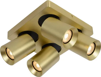 Produktbild von Spot Strahler Aluminium GU10 verstellbar 20 cm breit in Messing 4-flammig quadratisch warmweiß 2200 K 1280 lm