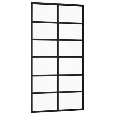 Image de vidaXL Porte coulissante verre ESG et aluminium 102x205 cm noir
