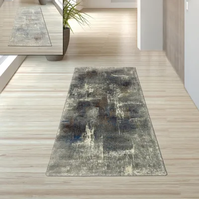 Immagine prodotto di Tappeto da salotto – motivo astratto – multicolore grigio-blu – Dimensioni: 80 x 150 cm