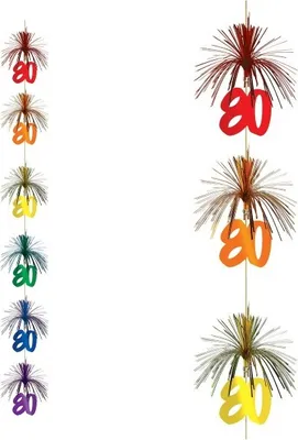 Produktbild von Beistle Feuerwerk Girlande 'Zahl 80', 2,1 Meter lang, mit 14 cm großer Zahl