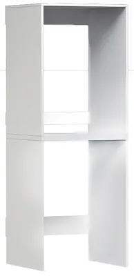 Produktbild von Schrank für Waschmaschine und Trockner – Weißes Hochregal mit Ablagen für die Waschküche
