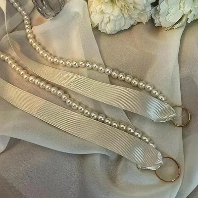 Produktbild von Weißes Elegantes Verlobungsband, Ringband mit Perlen - Nisan Kurdelesi, Söz Yüzük, Incili Kurdelesi Verlobung, Hochzeit, Wedding, Standesamt