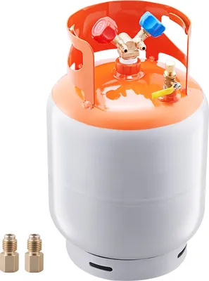 Zdjęcie produktu dla SucceBuy Zbiornik do odzysku czynnika chłodniczego, pojemność 50 funtów, przenośna butla 400 psi z zaworem Y do odzysku cieczy/pary, wysoka gęstość do R22/R134A/R410A, pomarańczowy+szary
