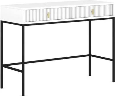 Produktbild von Schminktisch: zwei Schubladen, weiß, schwarze Beine, H 77 cm