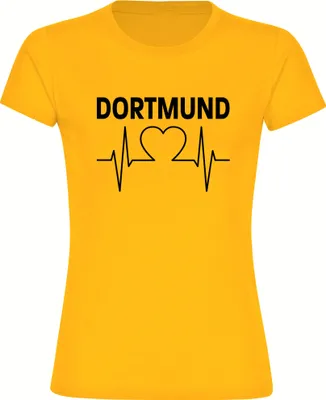 Produktbild von multifanshop Damen T-Shirt - Dortmund - Herzschlag, gelb, Größe XXL