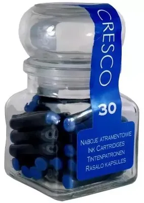 Zdjęcie produktu dla Naboje do piór niebieskie słoiczek 30 sztuk - Cresco