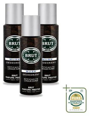 Immagine prodotto di 3 flaconi spray deodorante Brut Musk - 200 ml - Confezione risparmio - 3 pezzi