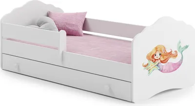 Zdjęcie produktu dla Łożko dziecięce FALA z szufladą i barierką 140x70 Syrenka