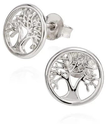Produktbild von NKlaus Paar Ohrstecker Baum des Lebens 925 Silber 10mm rund Lebensbaum