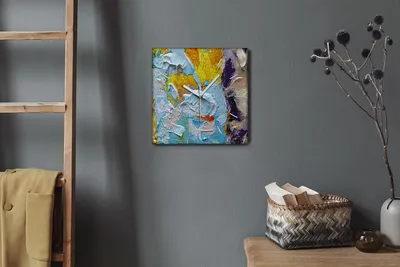 Produktbild von Coloray Hodiny Unikátní 30x30 cm  Tiché hodiny Pro obývací pokoj a kuchyň Nástěnné hodiny Plátno Bílé ručičky hodin - Pokles barvy