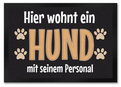 Fußmatte Hund mit Personal, 50x35 cm, Kunstfaser, rutschfest