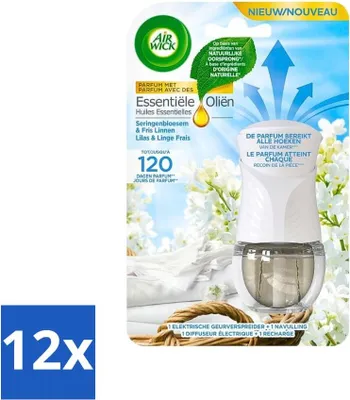 Immagine prodotto di Oli essenziali Air Wick – Set iniziale diffusore di aromi elettrico – Lillà e biancheria fresca – 19 ml - Confezione risparmio - 12 pezzi