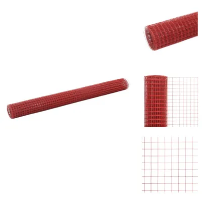 Produktbild von vidaXL Drahtzaun Stahl mit PVC-Beschichtung 25x1,5 m Rot - Zaunfelder