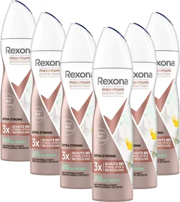 Produktbild von Rexona Maximum Protection Anti-Transpirant Spray Lime & Waterlily Scent mit 48 Stunden Schutz gegen starkes Schwitzen und Körpergeruch 150 ml 6 Stück