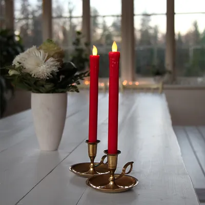 Zdjęcie produktu dla Zestaw 2x świeca Led woskowa obiadowa PRESSE czerwona 25cm