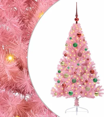 Immagine prodotto di vidaXL Albero di Natale artificiale preilluminato rosa 150 cm PVC