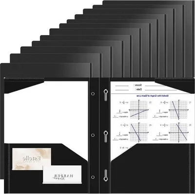Produktbild von Famanu Dokumentenmap für Briefformat - 12 Stück - Schwarz - Kunststoff - Mit Griffen - 2 Fächer - 3 Stege - 2 Kartenfächer