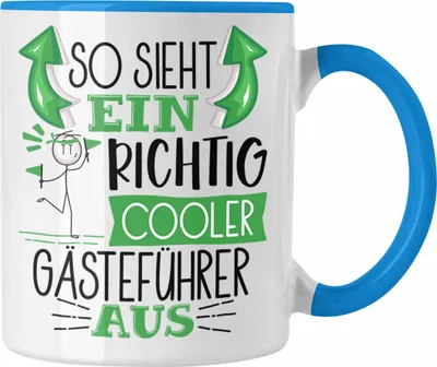 Produktbild von Trendation - Gästeführer Tasse Geschenk So Sieht Ein RIchtig Cooler Gästeführer Aus Geschenkidee Lustiger Spruch Geburtstag Becher Kaffeetasse (Blau)
