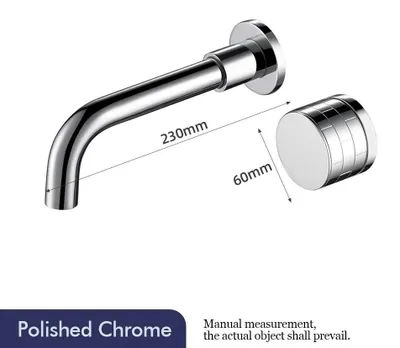 Produktbild von Badarmatur - Wandmontage Waschbeckenarmatur - Unterputz Einhebelmischer - Warm- und Kaltwasser - Edelstahl - Keramikkartusche - Polierter Chrom