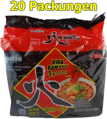Produktbild von Paldo Ramen Hwa Instant Nudeln Hot&Spicy 4x600g