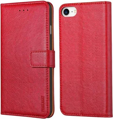 Zdjęcie produktu dla Etui na telefon komórkowy Peakally iPhone SE 2022 5G/SE 2020 skórzane etui z klapką czerwone