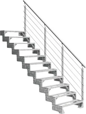 Produktbild von Aussentreppe Pertura Tallis mit Prova Geländer 11 Steigungen Einlegestufen 80 cm Metall