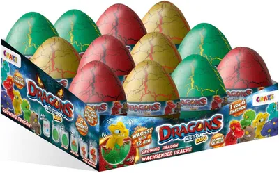 Productafbeelding van Mini Dragons - Set van 12 - Drakeneieren om uit te kruipen en te groeien - 6 verschillende drakenverrassingen