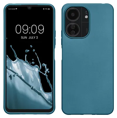Produktbild von kwmobile Handyhülle für Xiaomi Poco C65 / Redmi 13C Hülle - Silikon Case metallisch schimmernd - Schutzhülle Cover - Metallic Karibikblau