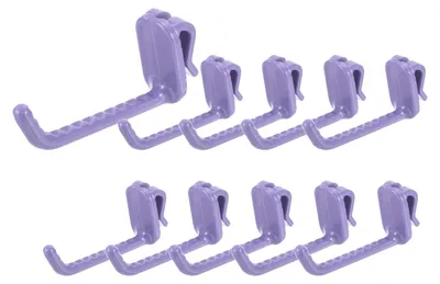 10 Rasterwandhaken aus Kunststoff, 7,6 cm, lila