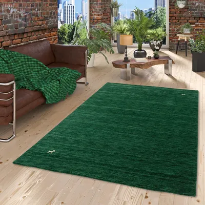 Produktbild von Natur Teppich Indo Nepal Gabbeh Shiva Dunkelgrün, Größe:70x140 cm