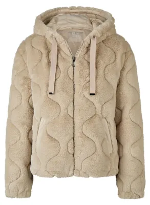 Produktbild von Rabe Damen Jacke aus Kunstfell mit Kapuze und Reißverschluss, Beige, Größe 46