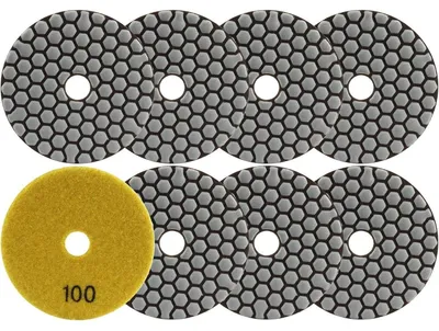 Produktbild von Diamant Trocken Polierscheiben 8 Stück 100mm Körnung 100 für Granit Marmor Kunststein Quarz Winkelschleifer
