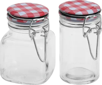 Obrázek produktu pro Sada 2 zásobníků na koření Excellent Houseware, kovové sklo, 5x8 cm, 90 ml, červená