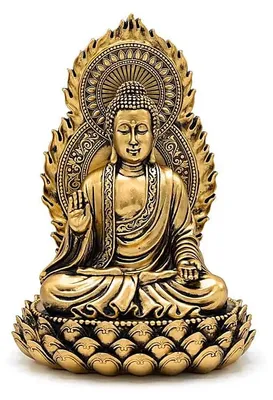 Immagine prodotto di Statua di Buddha in trono color oro - 19x15,5x27 cm