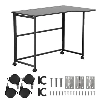 Produktbild von Klappbarer Schreibtisch „Maclean“ schwarz fahrbar 100 x 65 cm max. 50 kg eckig L-Form MC-1250 L/B