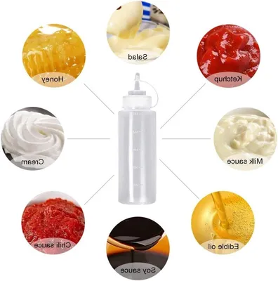 Plastik Squeeze Flaschen 500ml - 4 Stück Spender für Saucen, Lebensmittel, Öl und Gewürze