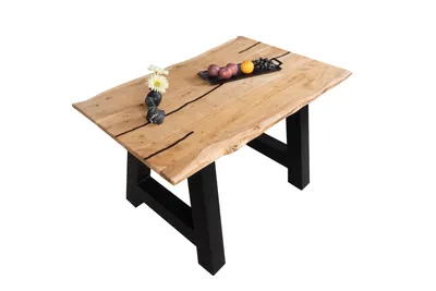 Produktbild von Baumkantentisch Akazie mit schwarzen Resin-Adern naturfarben 180 x 90 cm A-Gestell schwarz POLLY