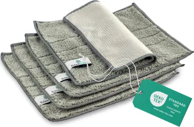 Produktbild von ELEXACLEAN Spültücher waschbar - Mikrofaser (Grau, 4er Set, 24x20cm) Spüllappen für Küche, Geschirr