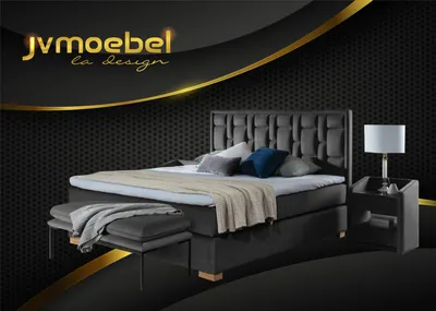Produktbild von Luxus Boxspring Bett Schwarz Blaue Betten Schlafzimmer Möbel Design Doppel Hotel
