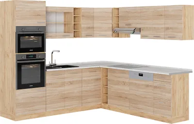 Immagine prodotto di Cucina angolare completa Vicco R-Line Rovere Sonoma/Goldkraft 247 x 60 cm , PL Marmo, Model 53524