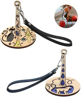 Image de Accessoires pour tricot : crochets pour laine - crochets pour fil à poignets - crochets en bois - lot de 2 - noir et bleu