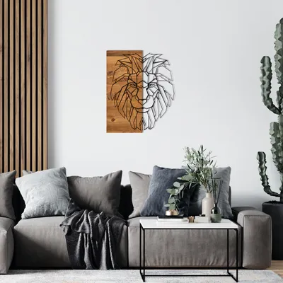Produktbild von Wallity, Kıng1- ENZ1702, Schwarz,,Nussbaumfarbe, Sonstige Wohndekorationen, 47,5 x 58 cm, 100% Metall (Dicke: 1