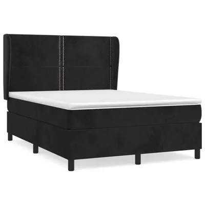 Produktbild von Boxspringbett mit Matratze Schwarz 140x200 cm Samt