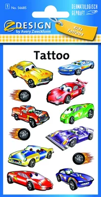 Produktbild von AVERY Zweckform ZDesign Kids Tattoos "Autos" 1 Blatt à 12 Tattoos