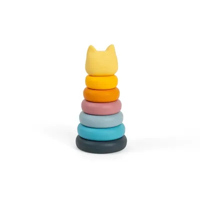 Productafbeelding van BigJigs Stapelkatje, siliconen leerspeelgoed voor kinderen