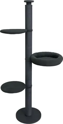 Produktbild von Active Cats Kratzbaum Domestic, Schwarz - Deckenspanner mit 3 Schlafplätzen